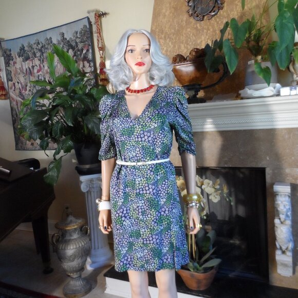 See by Chloé Green & Blue Floral Print Belted Sheath Dress – IT 38 / US 6 - Picture 2 of 16